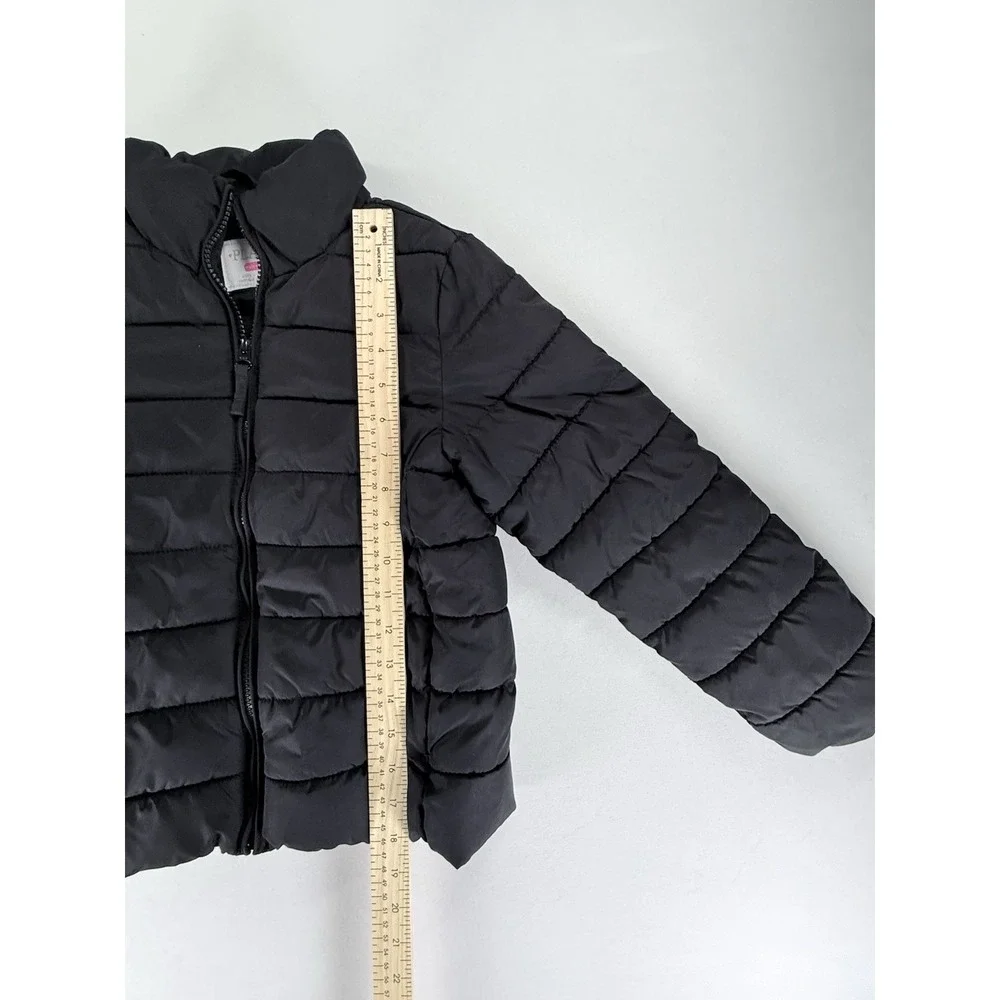 Girls Puffer Jacket M 7/8 Black Winter Coat Lightweight by The Children's Place